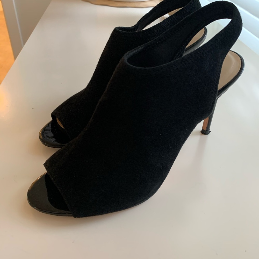 Cole Haan Suede peep toe heals